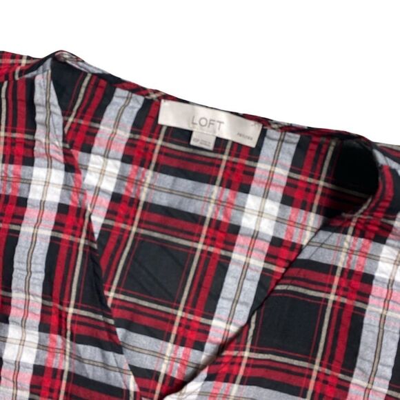 Loft SZ XSP red and white plaid blouse - Picture 6 of 6
